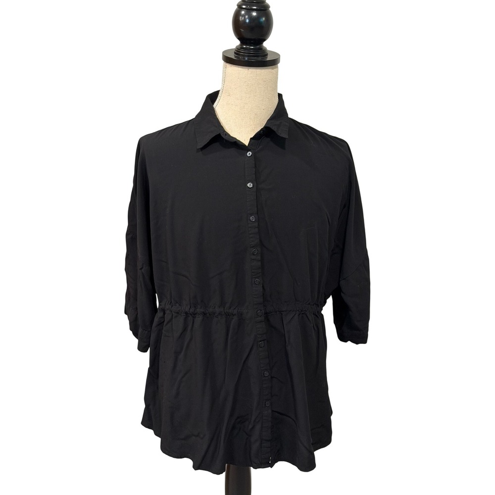 L*Space Black Button Down Cinch Waist Top Fairy Whimsigoth Light Weight M/L
